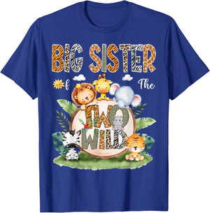 Big Sister Of The Two Wild 2Nd Birthday Safari Animal Lover T-Shirt - T-Shirt | Royal
