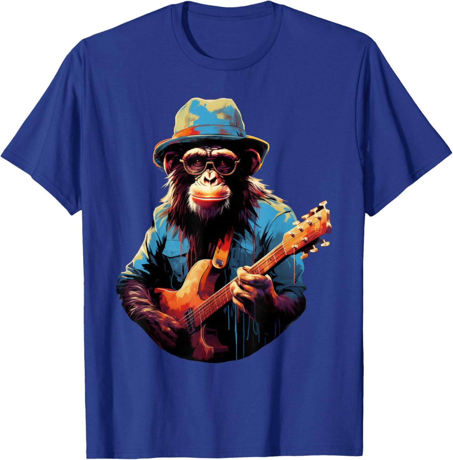 Cute Monkey Playing Guitar Monkeys Musician Music T-Shirt - T-Shirt | Royal