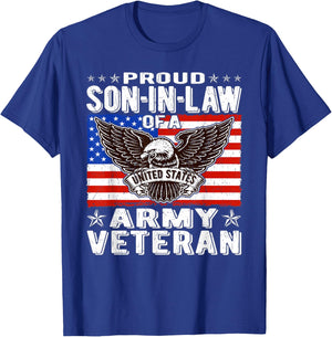 Proud Son-In-Law Of US Army Veteran Patriotic Military Gifts T-Shirt - T-Shirt | Royal