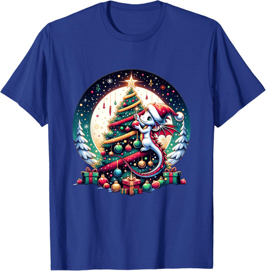 Christmas Dragon Decorates Christmas Tree - Merry Christmas T-Shirt - T-Shirt | Royal