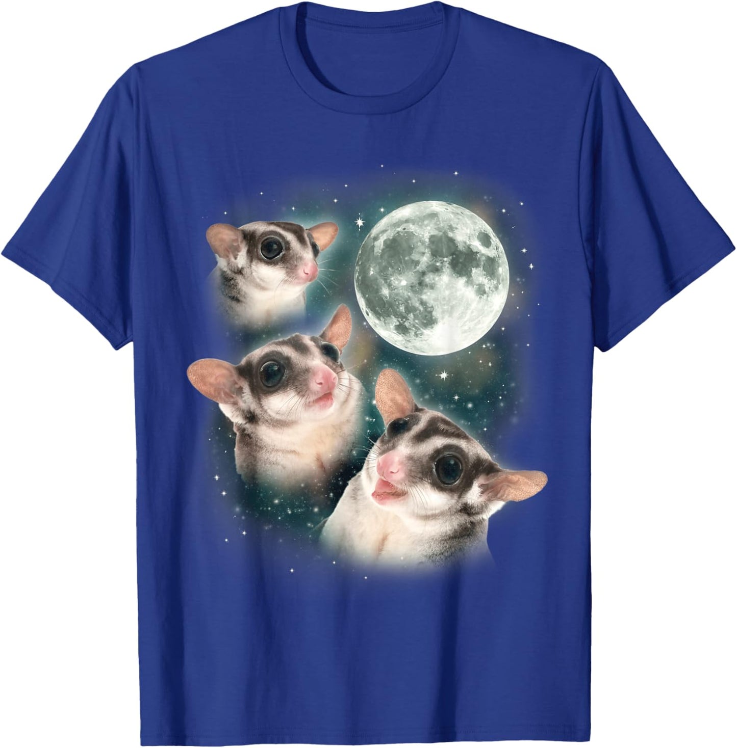 Three Sugar Glider Moon | Cute Funny Mystical 3 Sugar Glider T-Shirt - T-Shirt | Royal