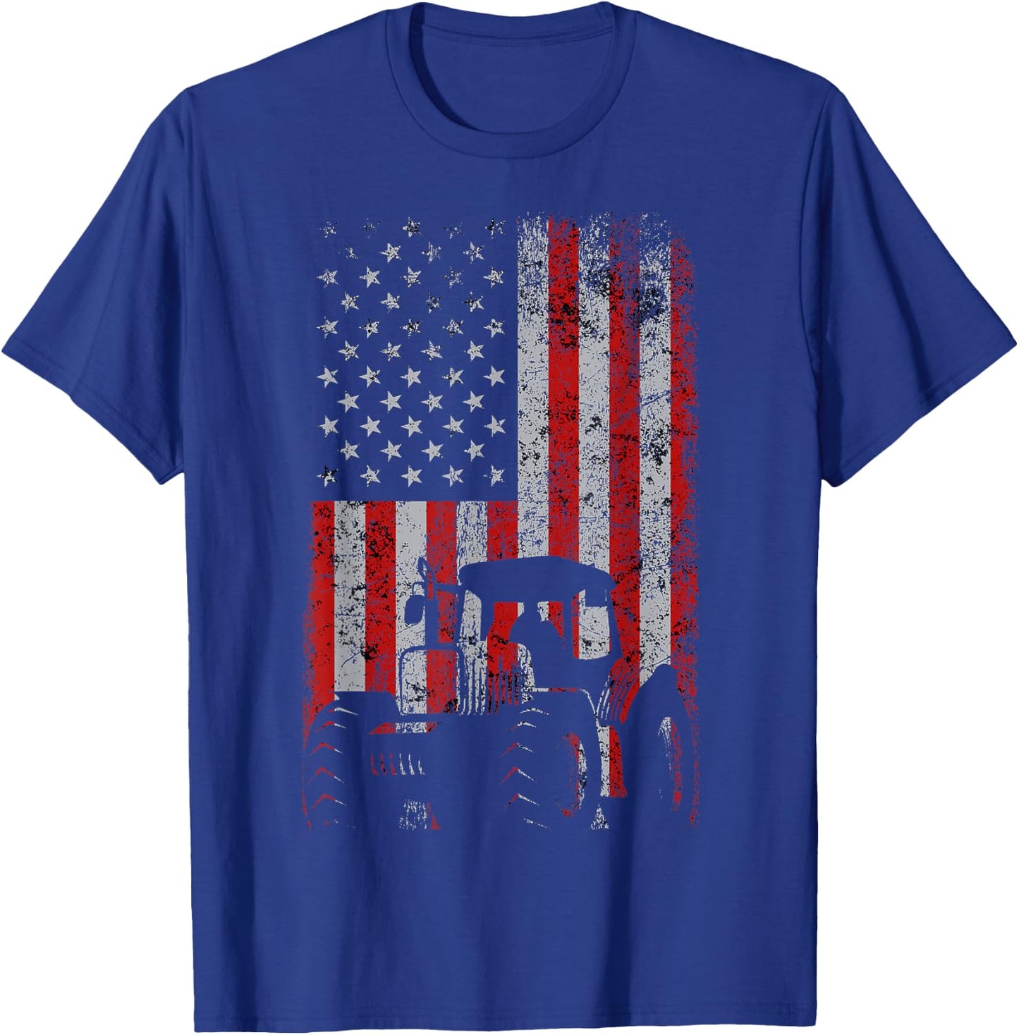 Retro American Flag Tractor Gift Men Women Tractor Farm Small T-Shirt - T-Shirt | Royal