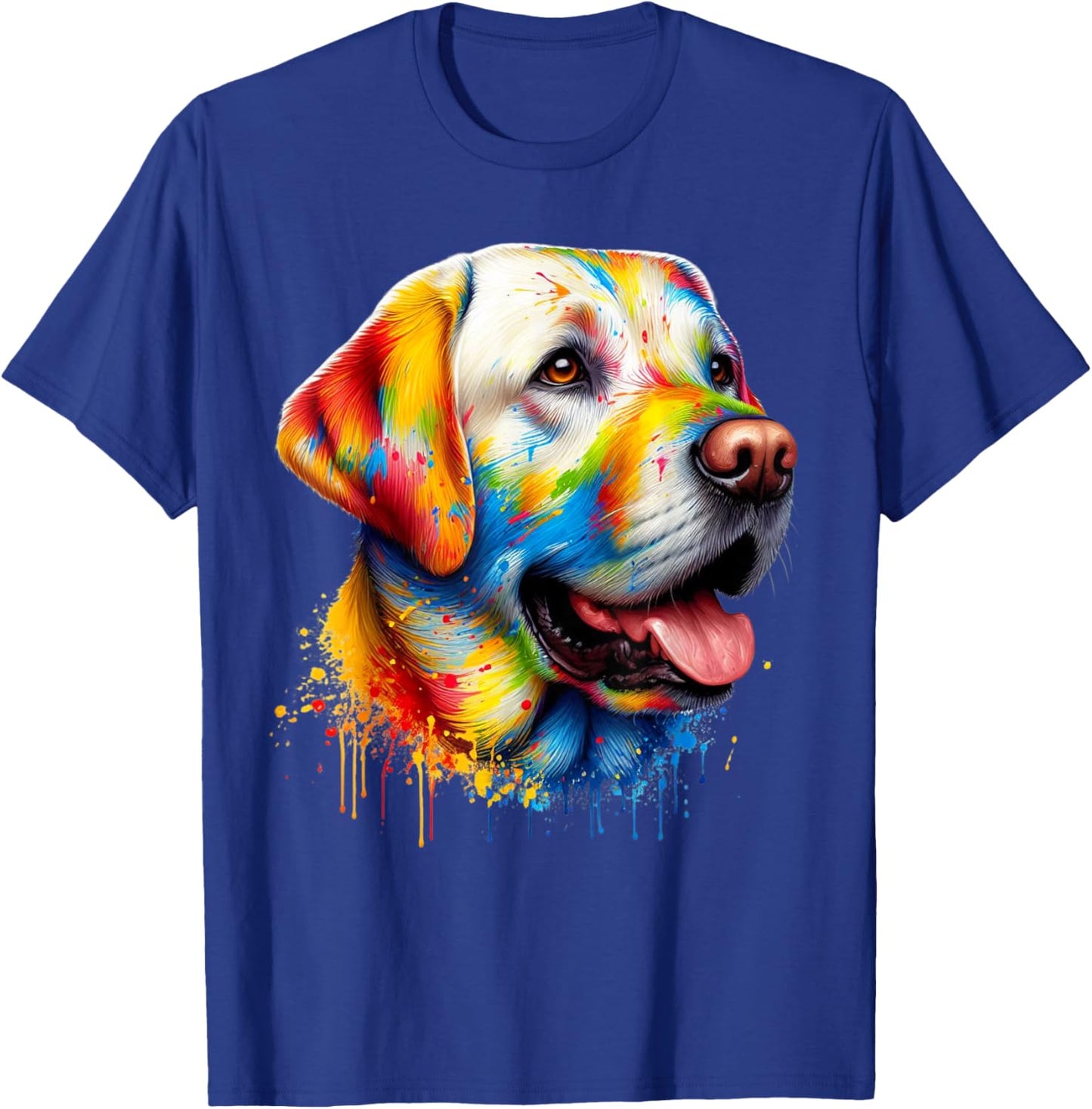 Colorful Canine Chaos: Labrador Retriever Frenzy T-Shirt - T-Shirt | Royal