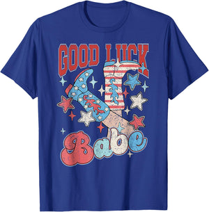 Retro Cowgirl Boots Good Luck Babe Western Party Club T-Shirt - T-Shirt | Royal