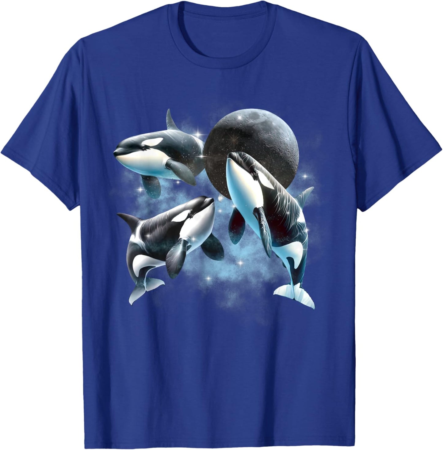 Three Orcas Howling The Moon Vintage 90s Sea Animal Moon T-Shirt - T-Shirt | Royal