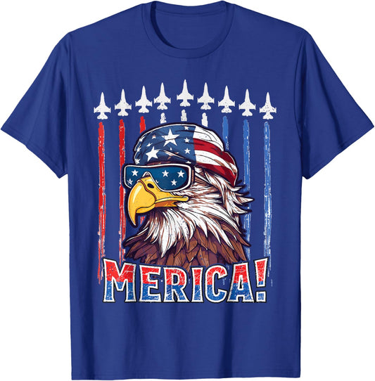 Merica Eagle 4th of july Patriotic freedom Eagle mullet T-Shirt - T-Shirt | Royal