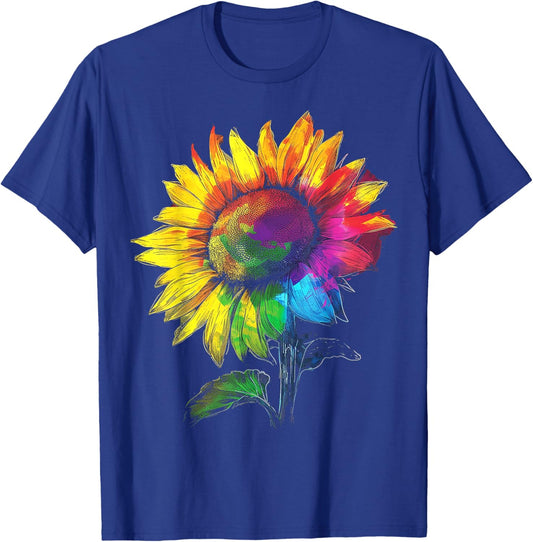 Sunflower Colorful Nature Art Graphic Sunflower T-Shirt - T-Shirt | Royal