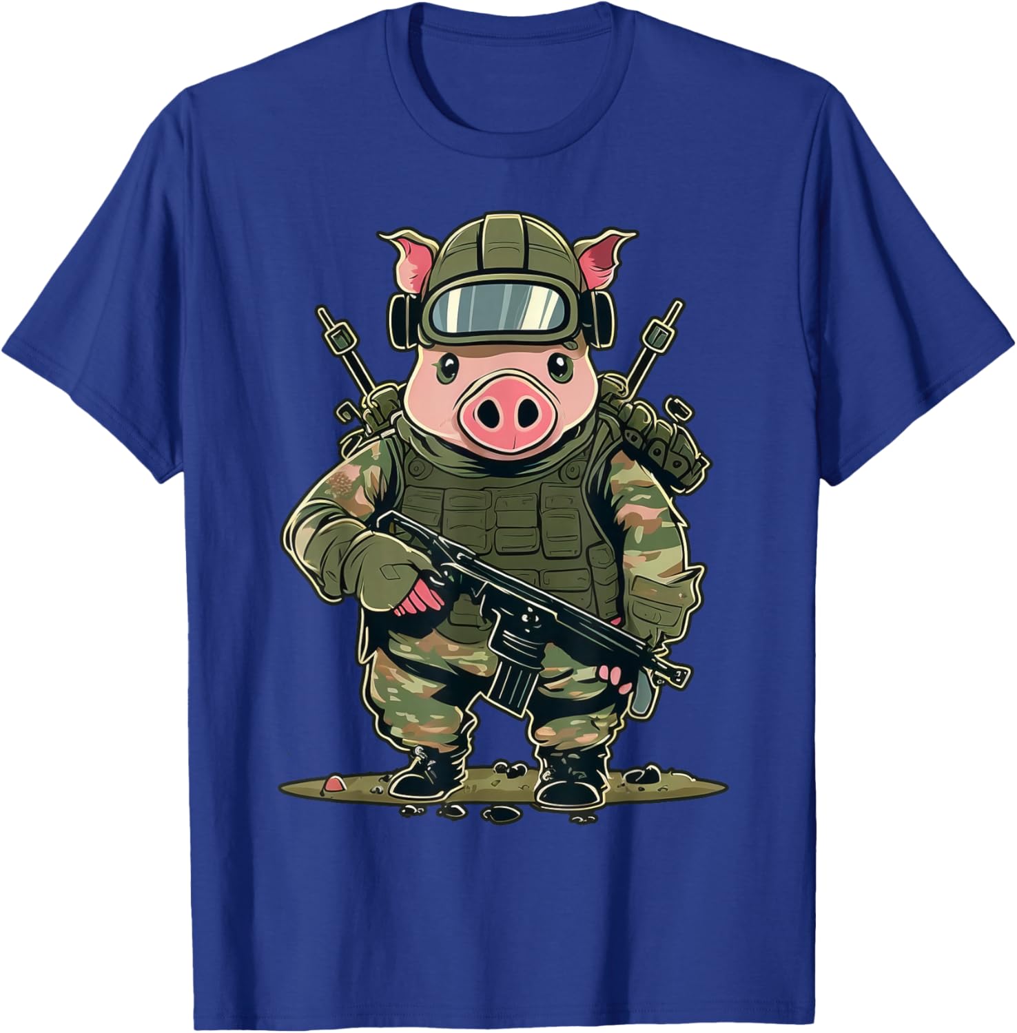 Soldier Pig Army Military Pig T-Shirt - T-Shirt | Royal