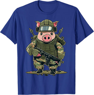 Soldier Pig Army Military Pig T-Shirt - T-Shirt | Royal