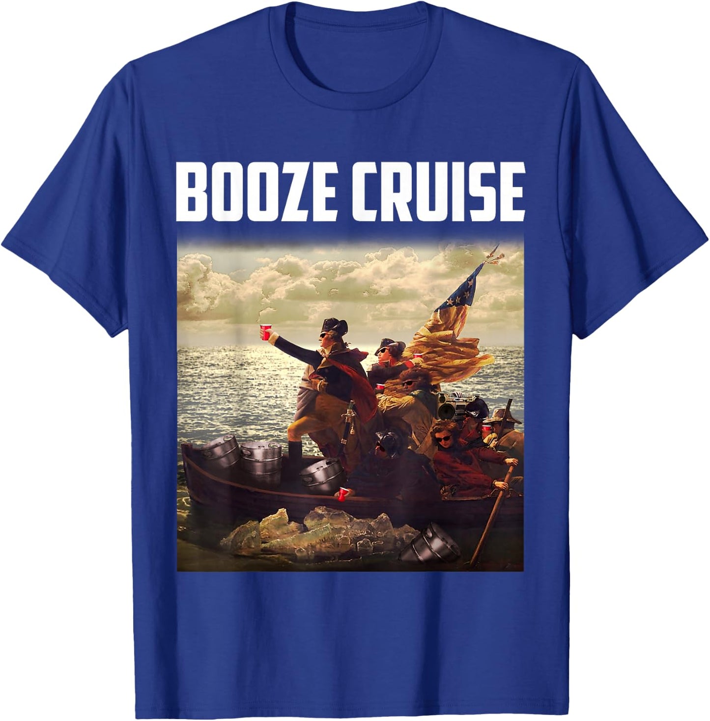 Political Party Booze Cruise Shades & Red Cups T-Shirt - T-Shirt | Royal