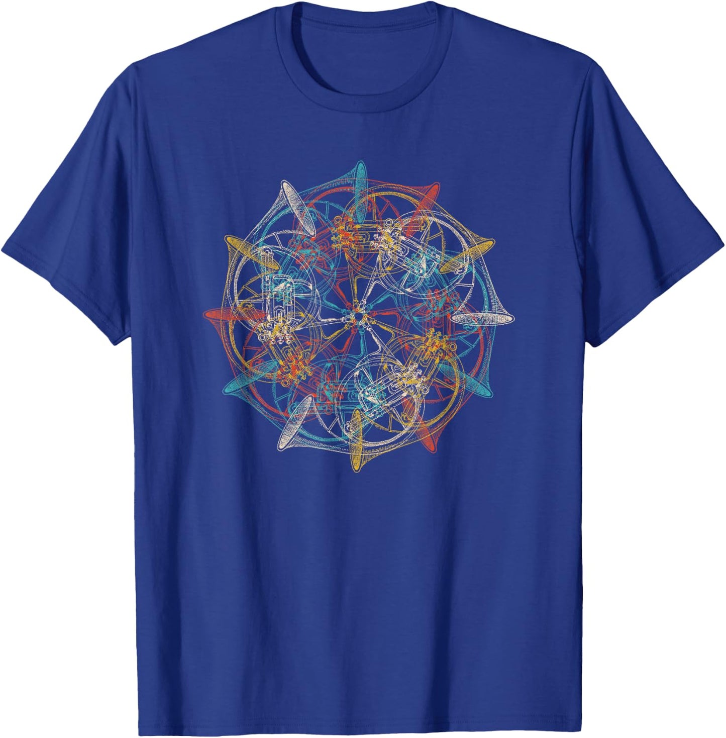 French Horn Vintage Marching Band Musician T-Shirt - T-Shirt | Royal