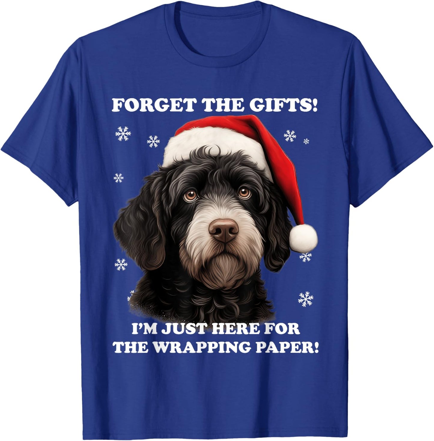 Portuguese water dog with Christmas hat Funny dog Christmas T-Shirt - T-Shirt | Royal