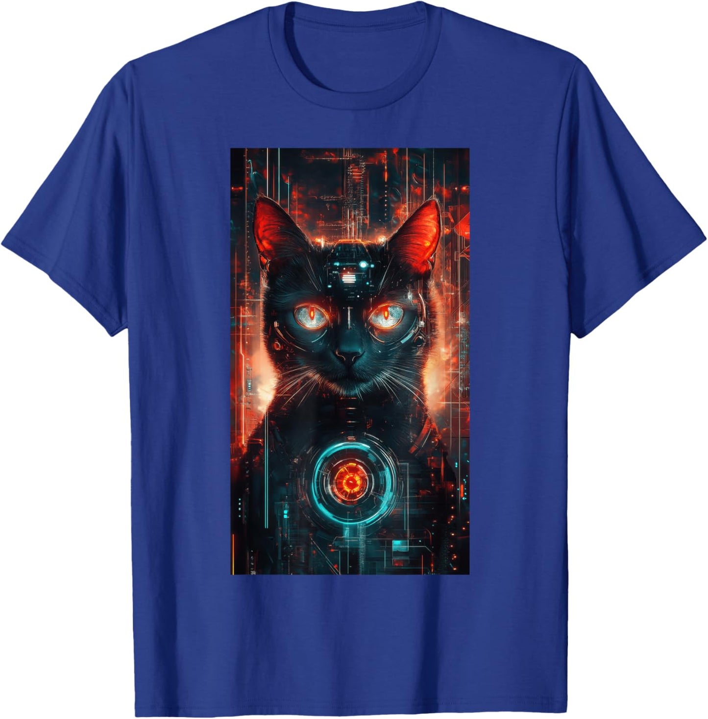 Cat Tarot Card Futuristic Cyberpunk Digital art T-Shirt - T-Shirt | Royal