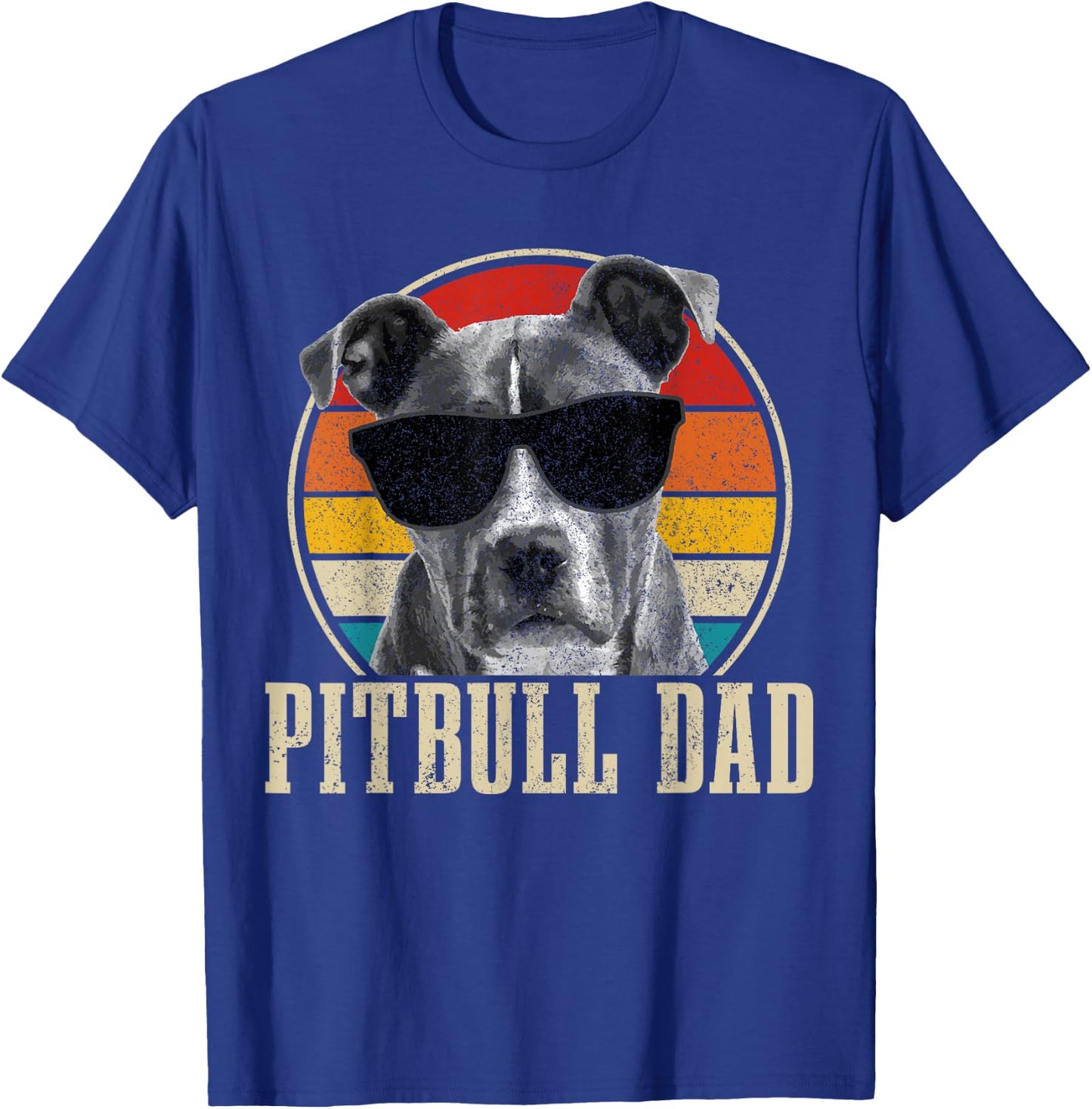 Pitbull Dad Vintage Sunglasses Funny Dog Owner T-Shirt - T-Shirt | Royal