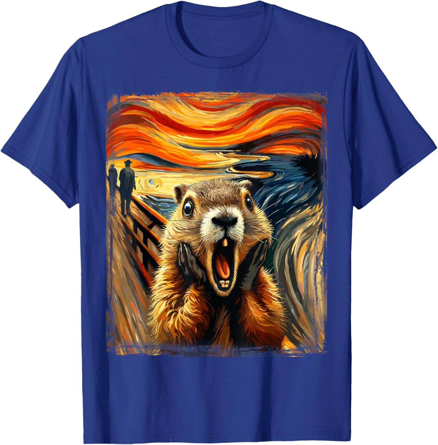 Scream Parody Funny Animal Painting Artistic Groundhog Day T-Shirt - T-Shirt | Royal