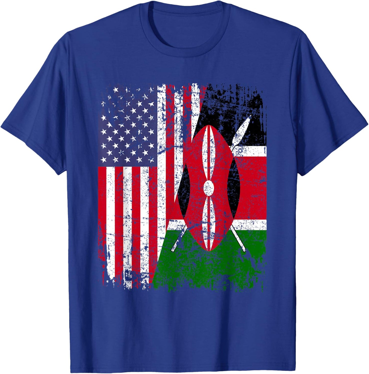 KENYAN ROOTS | Half American Flag | KENYA T-Shirt - T-Shirt | Royal