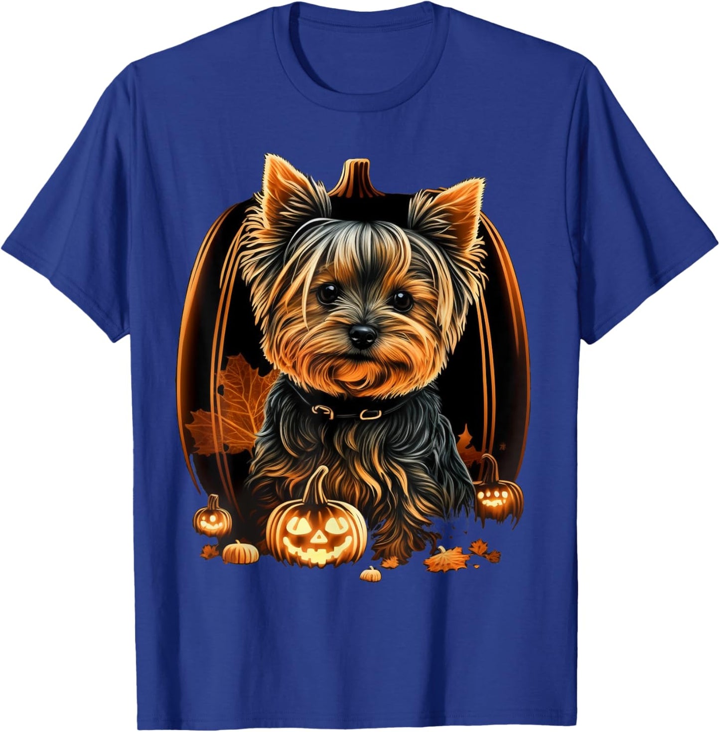 Pumpkin Yorkie Costume on Yorkshire Terrier Halloween T-Shirt - T-Shirt | Royal