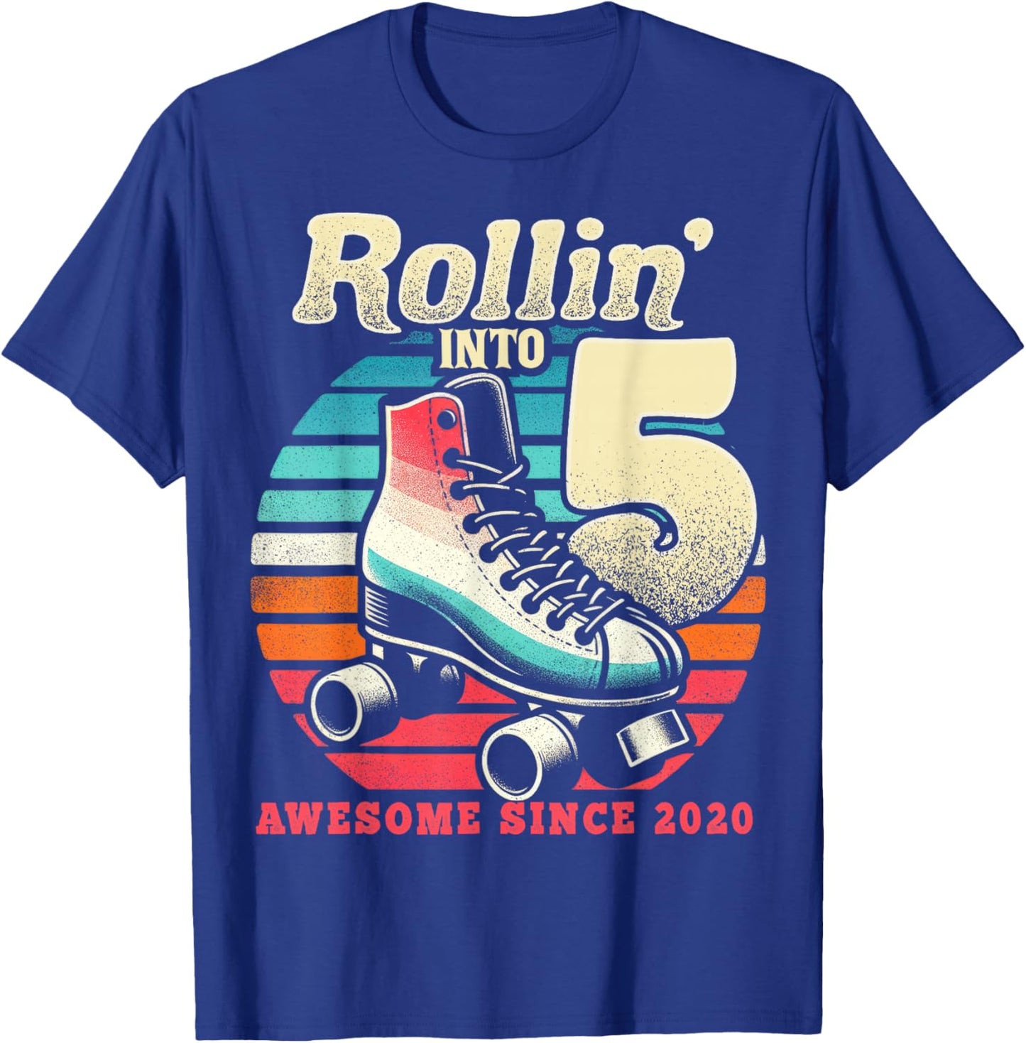 Birthday Roller Skating 5th Girls Rollin into 5 Skate Party T-Shirt - T-Shirt | Royal