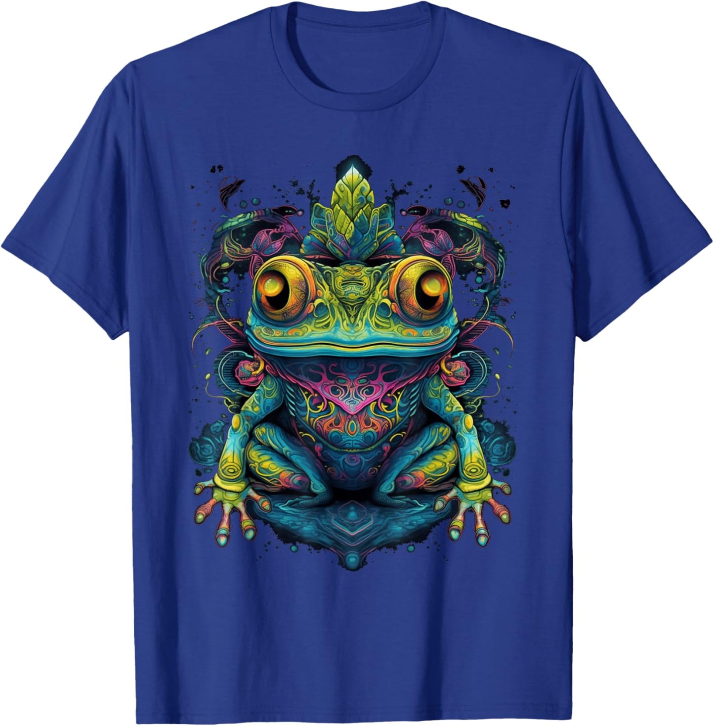 Colorful Frog | Psychedelic Art Trippy Hippie Men Women T-Shirt - T-Shirt | Royal