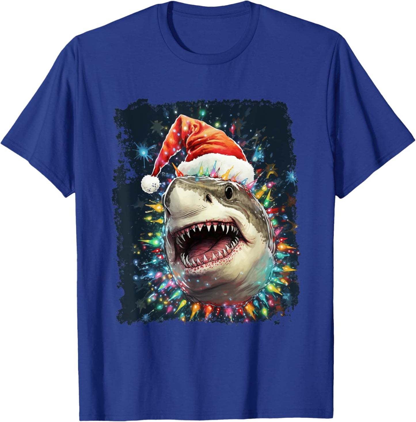 Pop Art Vintage Santa Claus Hat Christmas Shark T-Shirt - T-Shirt | Royal