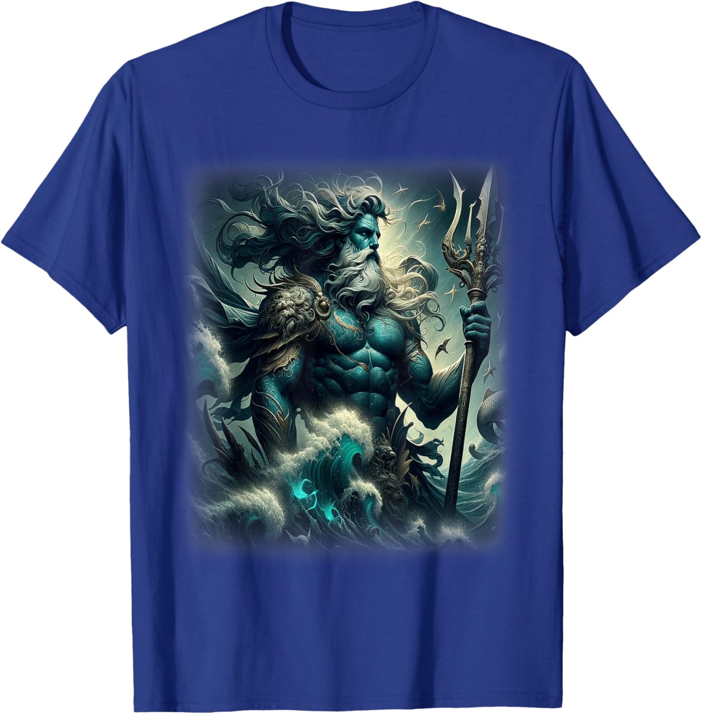 Poseidon Trident Shirt Lord of the Sea Ancient Greek God Art T-Shirt - T-Shirt | Royal