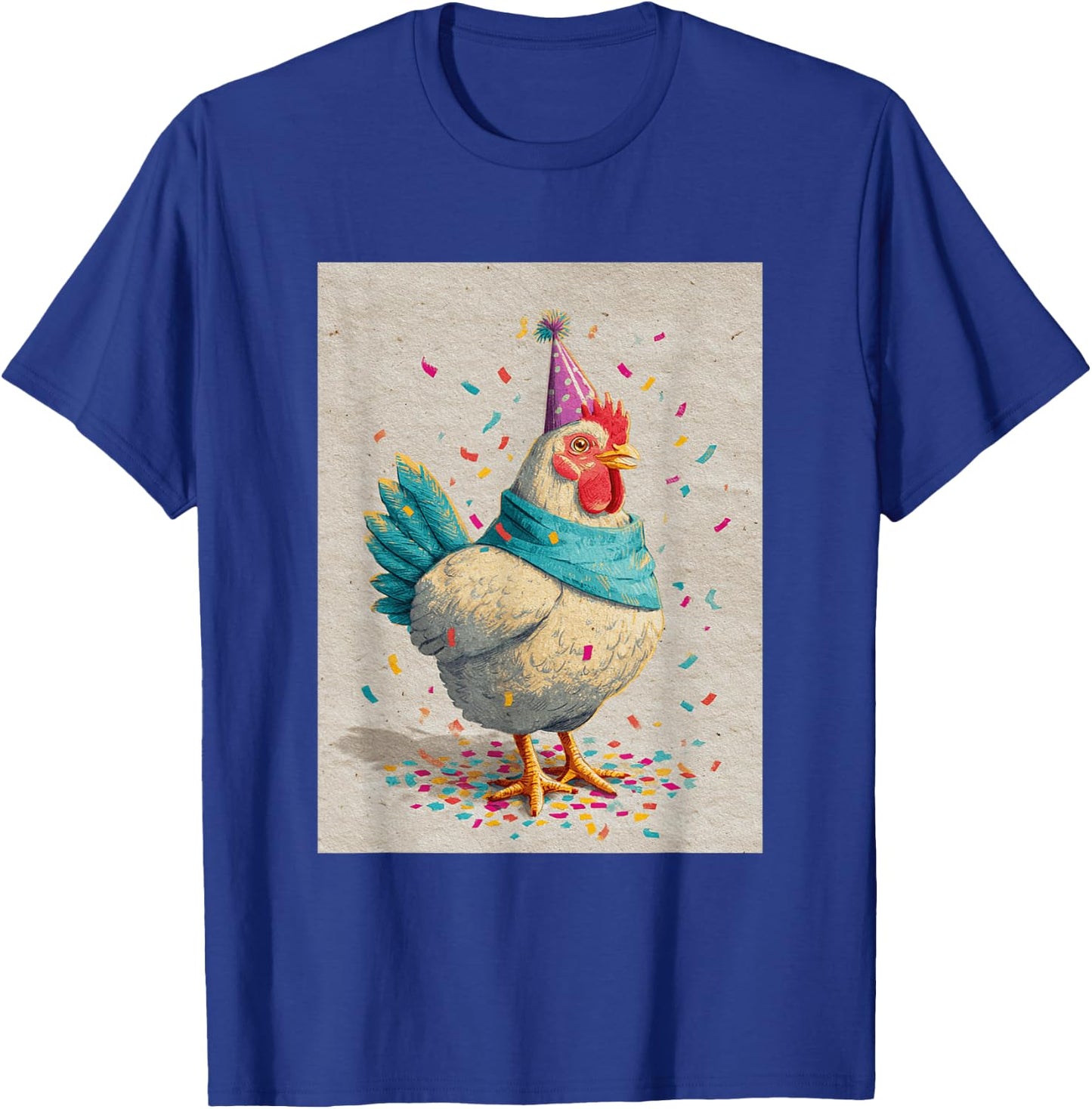 Chicken Birthday Confetti Retro Pop Art T-Shirt - T-Shirt | Royal