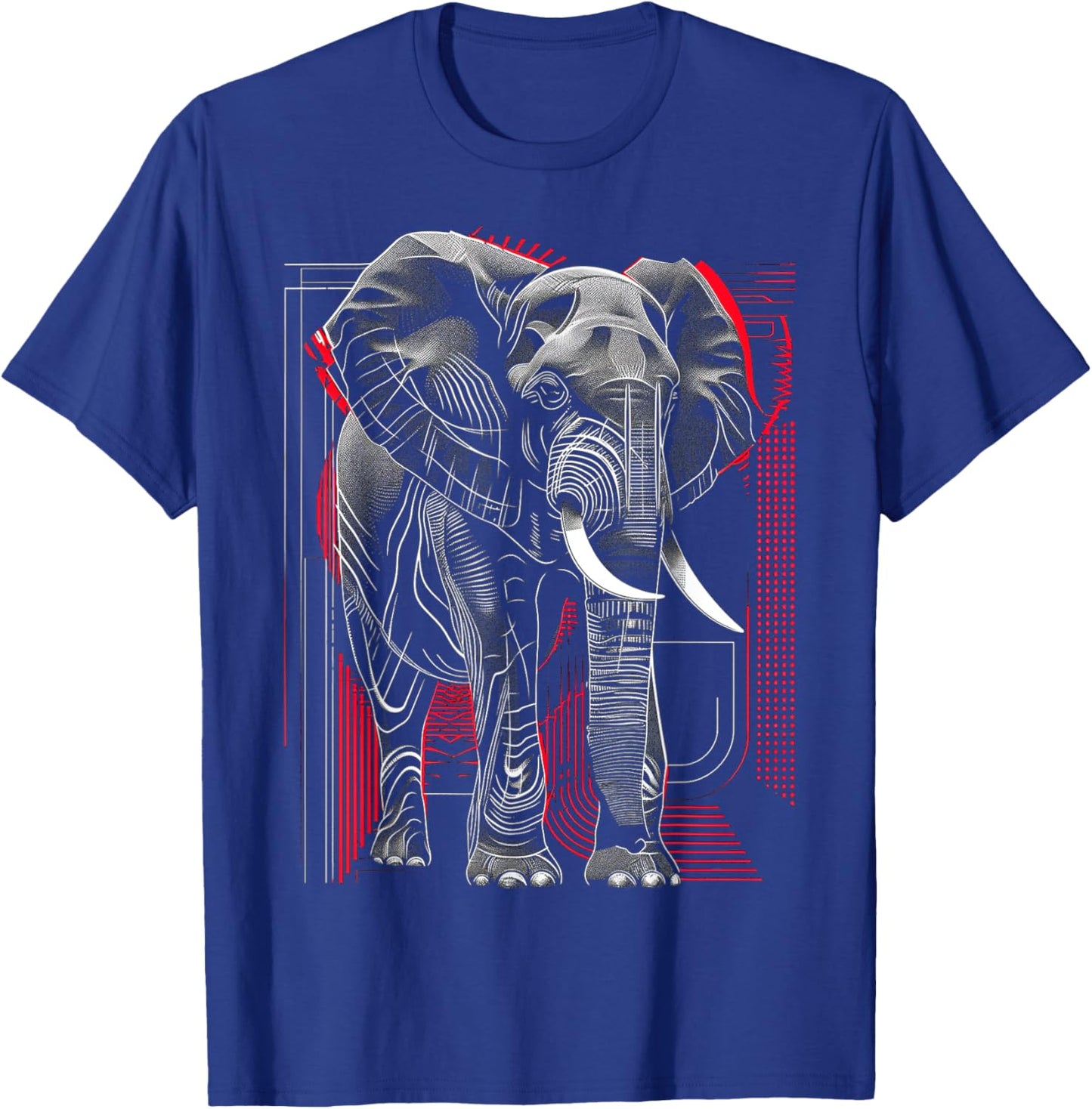 Elephant Geometric Abstract Animal Drawing Art Elephant T-Shirt - T-Shirt | Royal