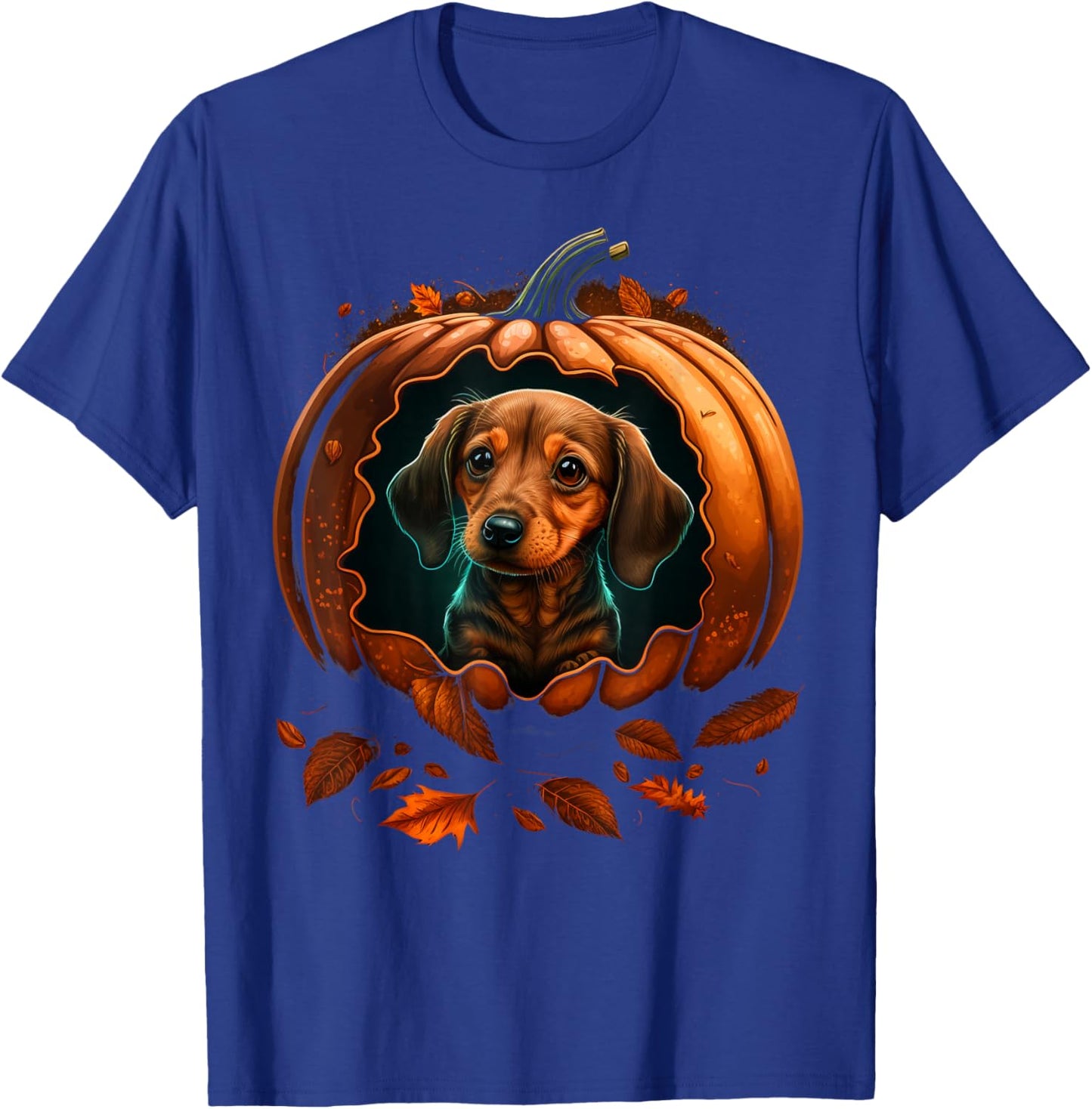 Pumpkin Dachshund costume on Dachshund Halloween T-Shirt - T-Shirt | Royal