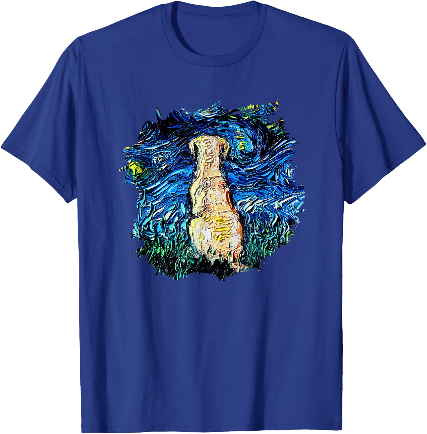 Yellow Labrador Starry Night Impressionist Dog Art by Aja Women Kids T-Shirt - T-Shirt | Royal