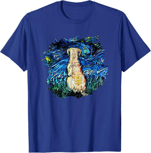 Yellow Labrador Starry Night Impressionist Dog Art by Aja Women Kids T-Shirt - T-Shirt | Royal