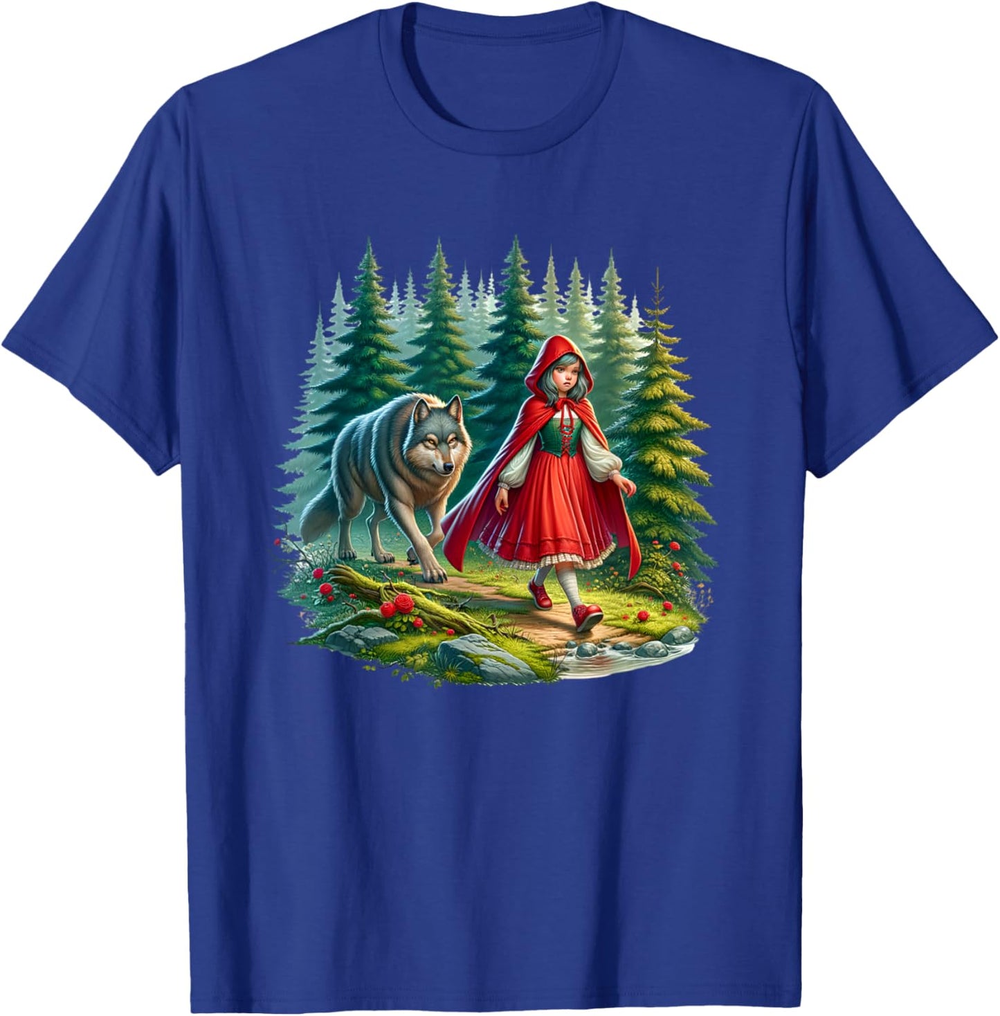 Little Red Riding Hood Stalked by Wolf Halloween Costume T-Shirt - T-Shirt | Royal