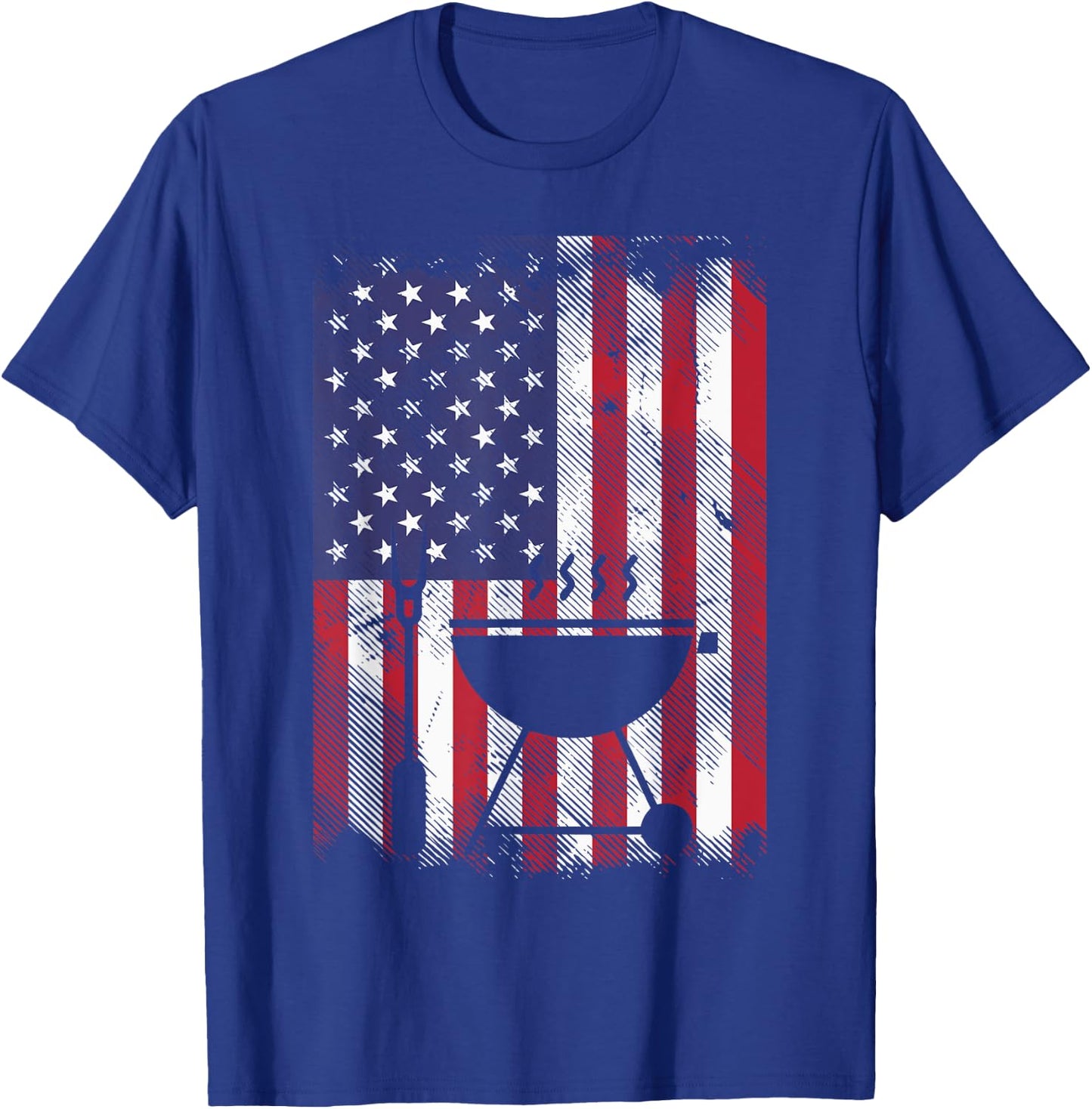 American Flag Bbq Grill Vintage Grilling Smoking Patriotic Men T-Shirt - T-Shirt | Royal