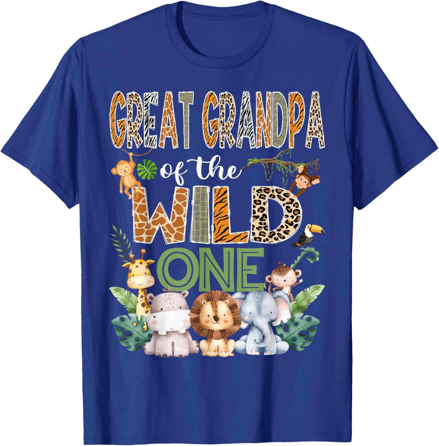 Great Grandpa Of The Wild One 1St Birthday Safari Zoo Jungle T-Shirt - T-Shirt | Royal