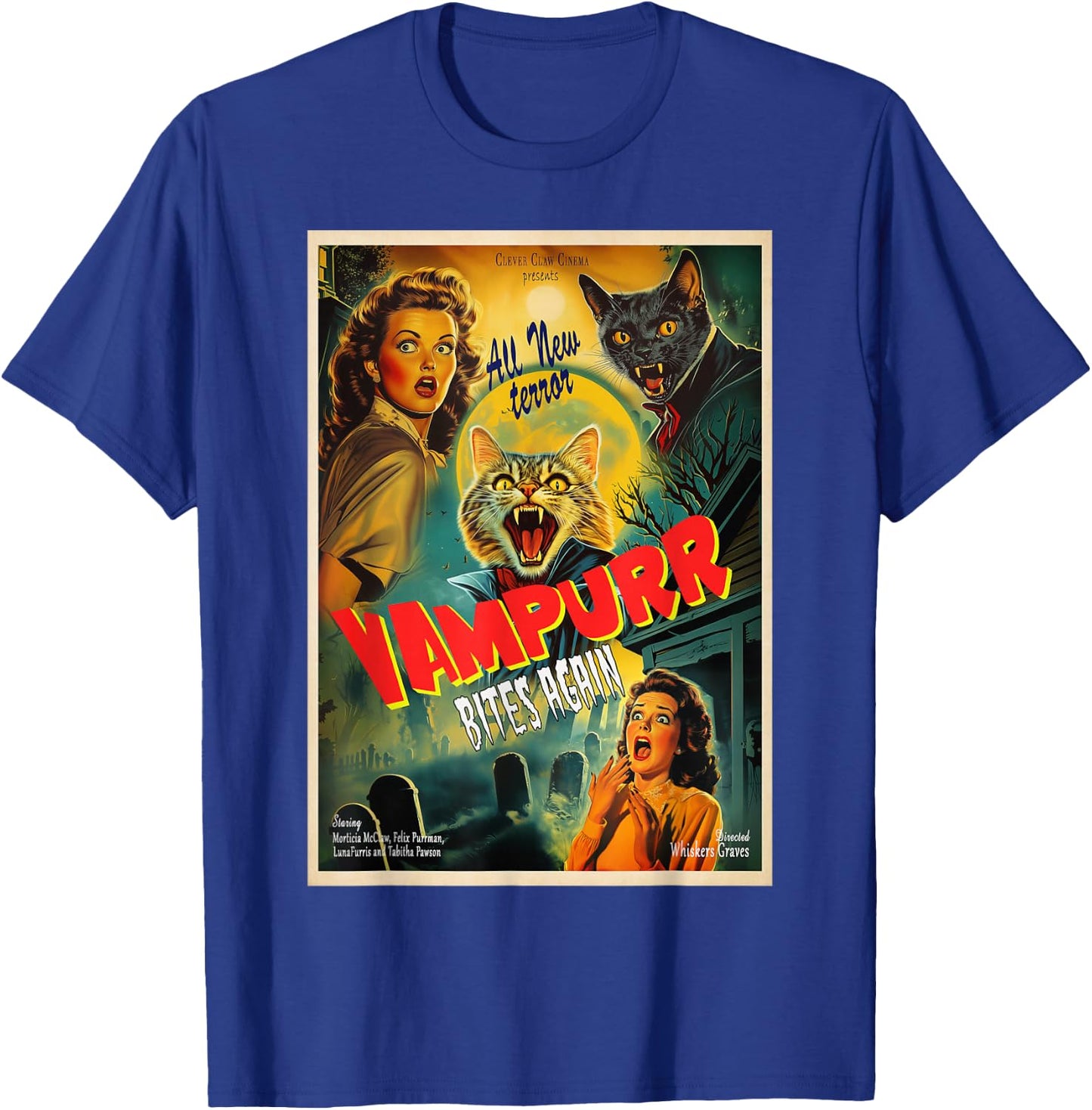 Funny Vampire Cat Dracula Halloween costume Vampurr cat T-Shirt - T-Shirt | Royal