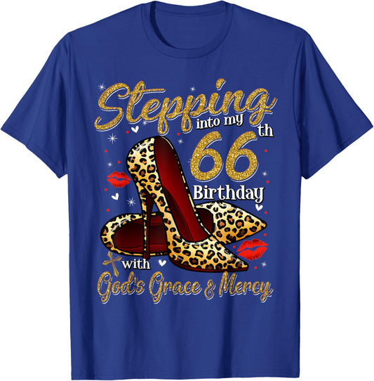 High Heels Stepping Into My 66th Birthday 66 and Fabulous T-Shirt - T-Shirt | Royal
