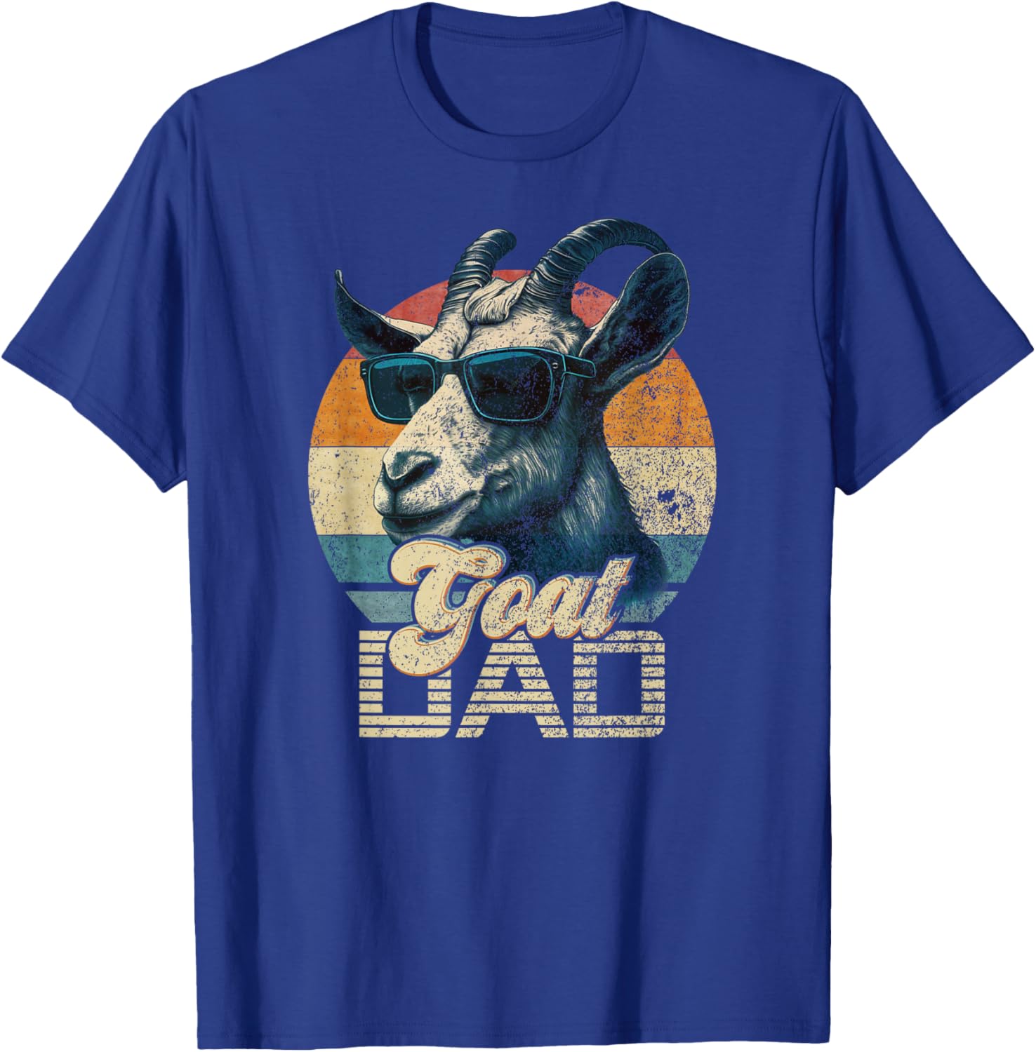 Vintage Retro Goat Dad Best Goat Daddy Funny Fathers Day T-Shirt - T-Shirt | Royal