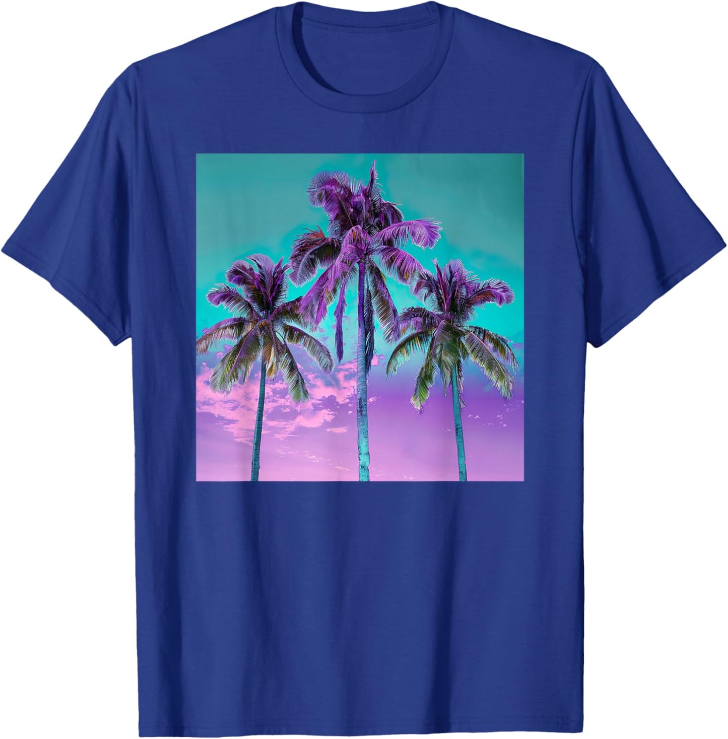 Palm Tree Tropical Teal Turquoise Purple T-Shirt - T-Shirt | Royal