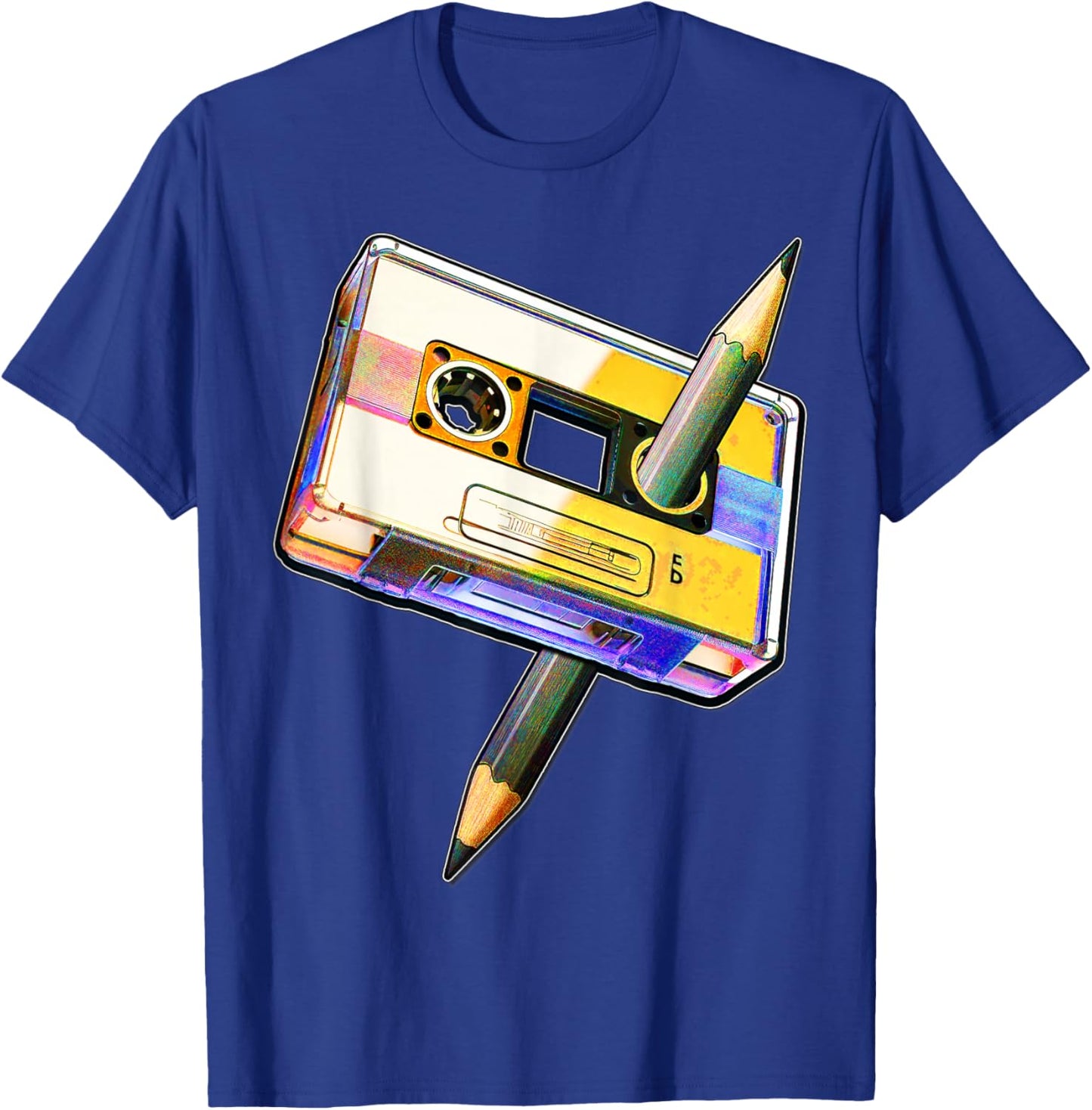 80s Cassette Tape Pencil 1980s Retro Vintage Music Mixtape T-Shirt - T-Shirt | Royal