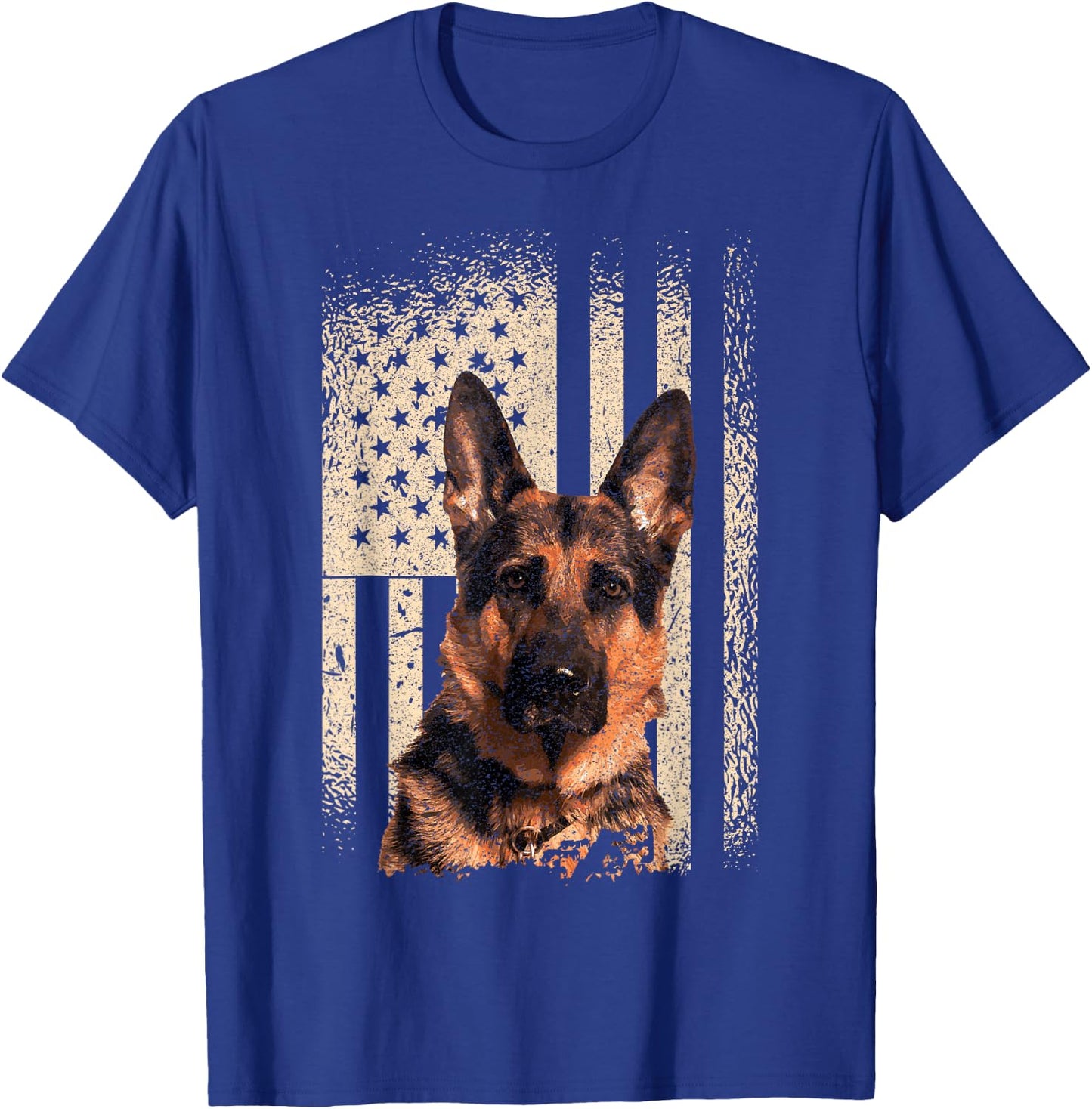 German Shepherd Dog USA Men Woman Patriotic Memorial T-Shirt - T-Shirt | Royal