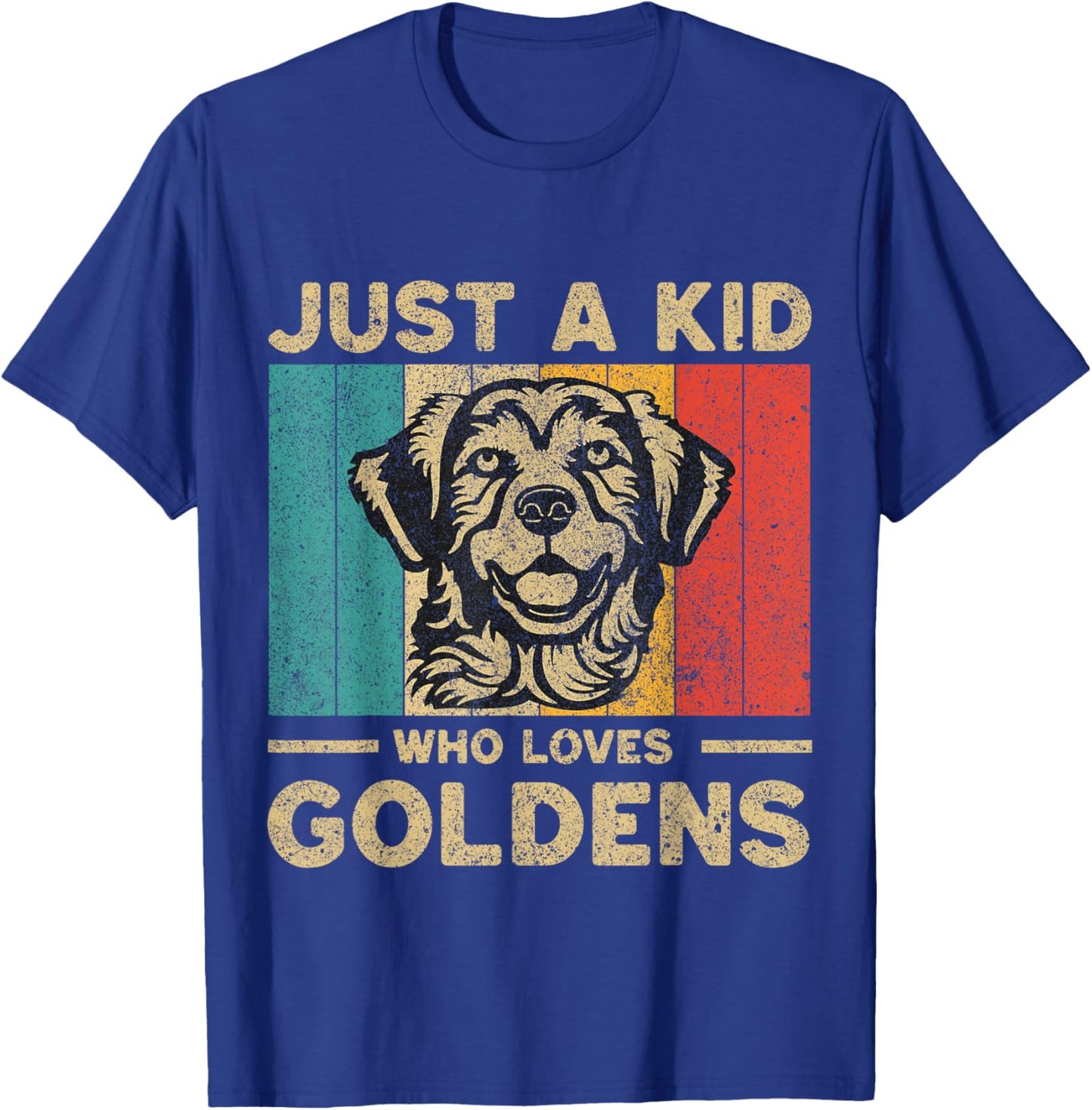 Just A Kid Who Loves Goldens Retro Golden Retriever T-Shirt - T-Shirt | Royal