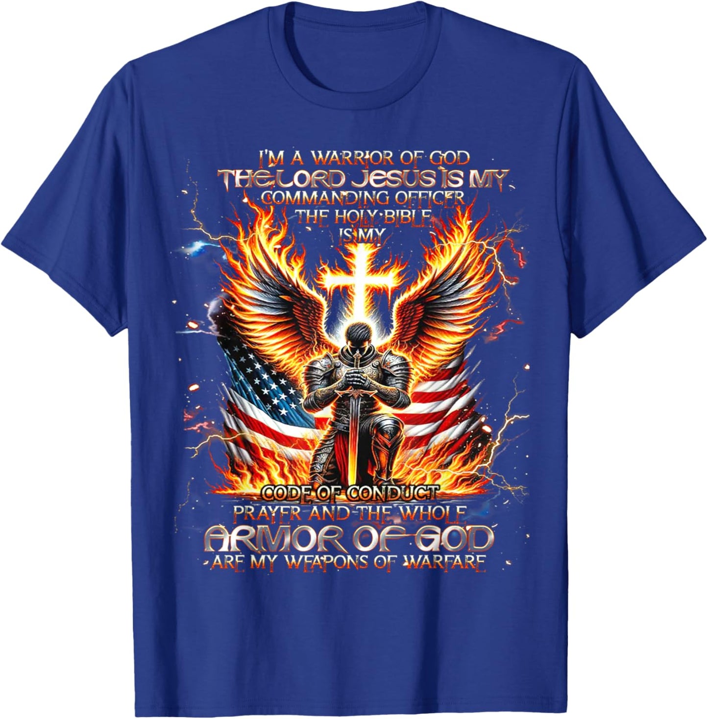 I'm A Warrior of God The Lord Jesus is My Commanding- Knight T-Shirt - T-Shirt | Royal