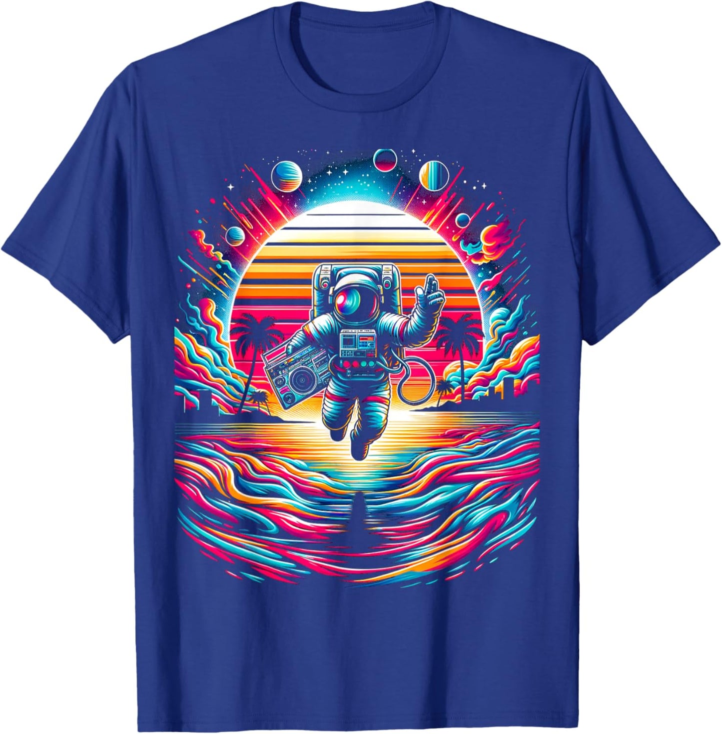 Flying Astronaut | Men Women XS - 6XL | Graphic T-Shirt - T-Shirt | Royal
