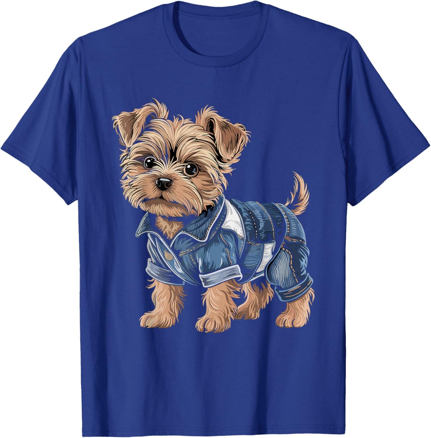 Cute Yorkshire Terrier Denim Outfit Yorkie Owner Dog Lover Men Women Kids T-Shirt - T-Shirt | Royal