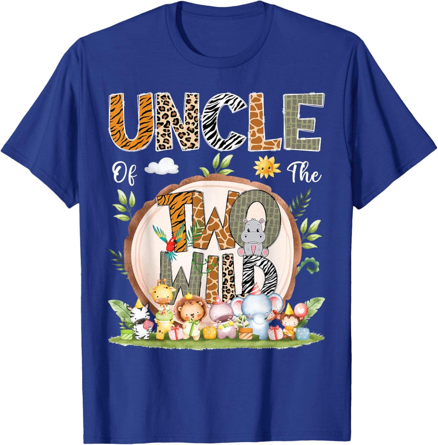 Uncle Of The Two Wild Animal Safari 2Nd Birthday Party T-Shirt - T-Shirt | Royal
