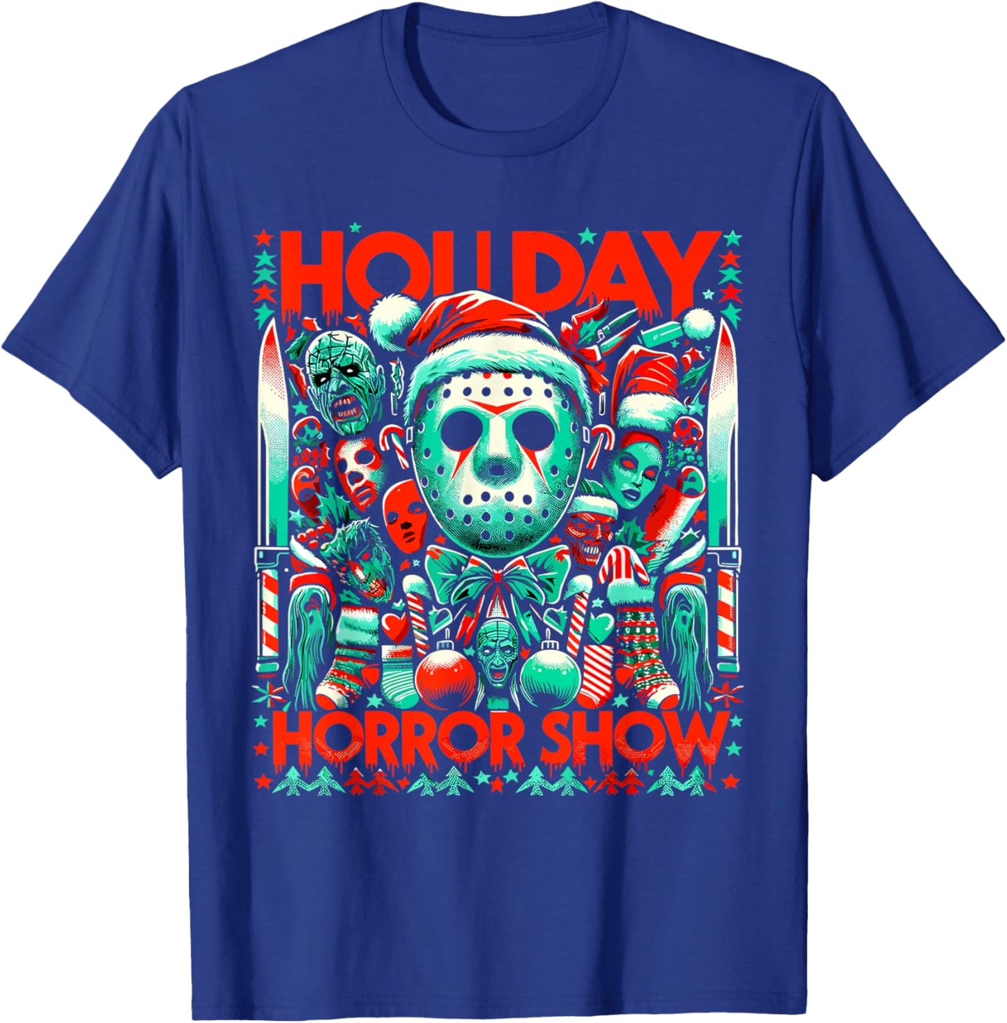 Holiday Horror Show - Slasher and Christmas Fusion T-Shirt - T-Shirt | Royal