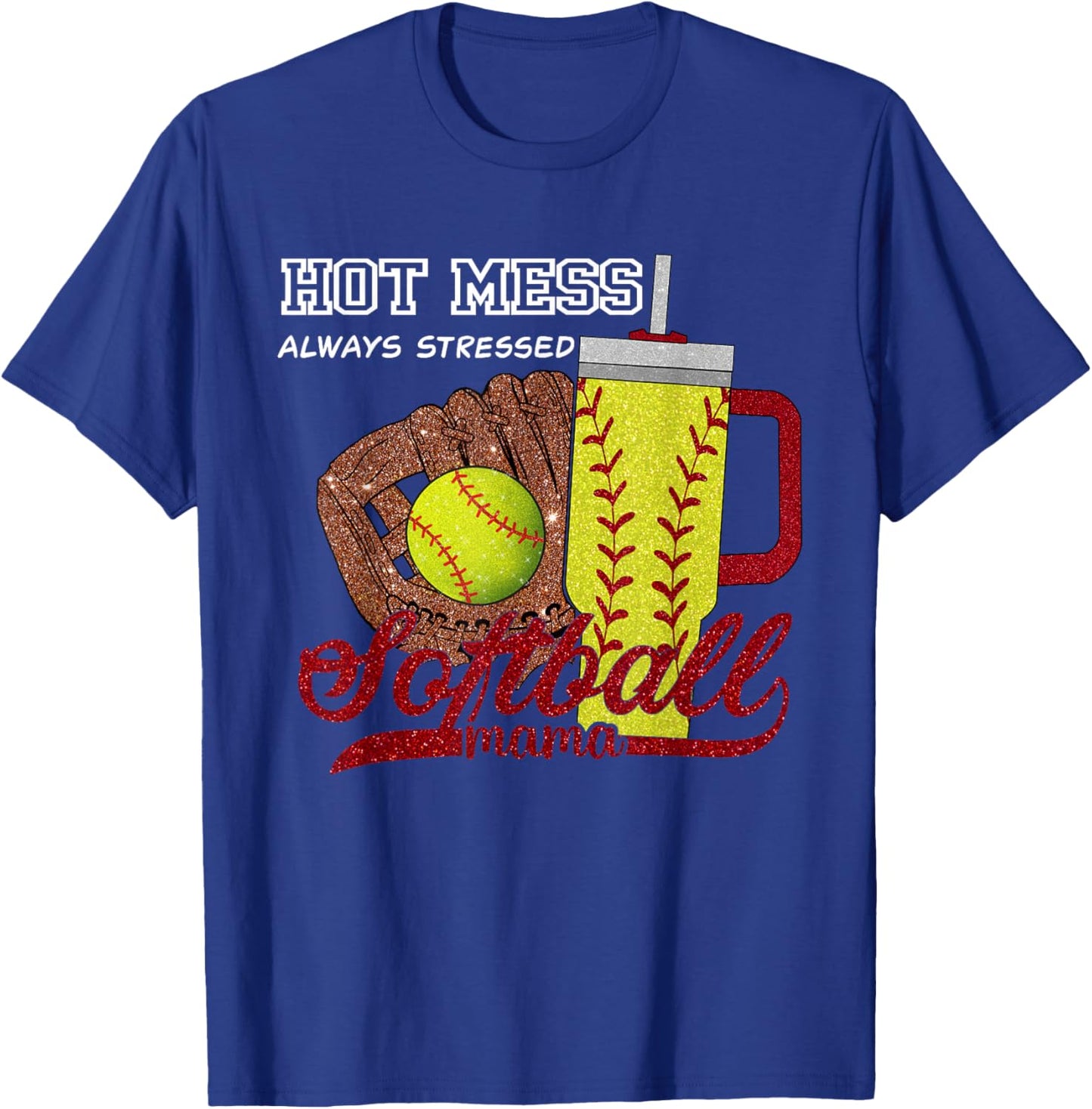 Softball Mom Game Day Vibes Mothers Day Women Softball Mama T-Shirt - T-Shirt | Royal