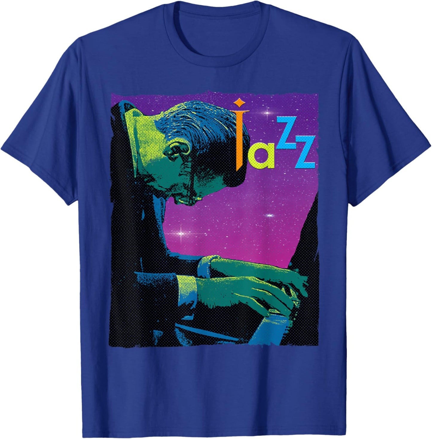 Vintage Jazz Musician Piano Playing Smooth Jazz Gift T-Shirt - T-Shirt | Royal