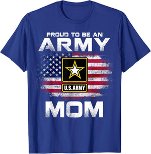 Proud to Be an Army Mom with American Flag Gift Veteran T-Shirt - T-Shirt | Royal