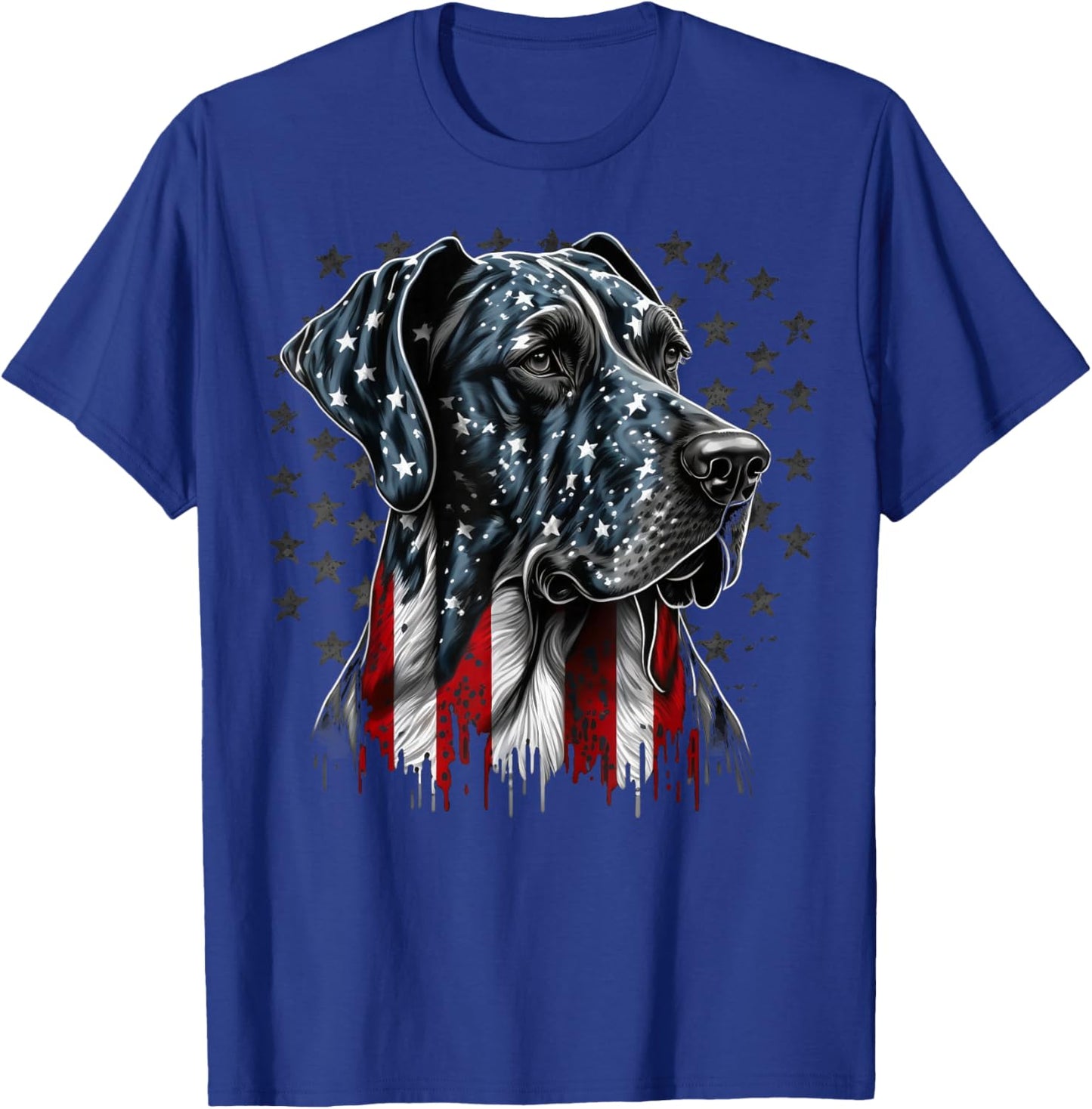 USA 4th Of July Great Dane on Patriotic American Great Dane T-Shirt - T-Shirt | Royal