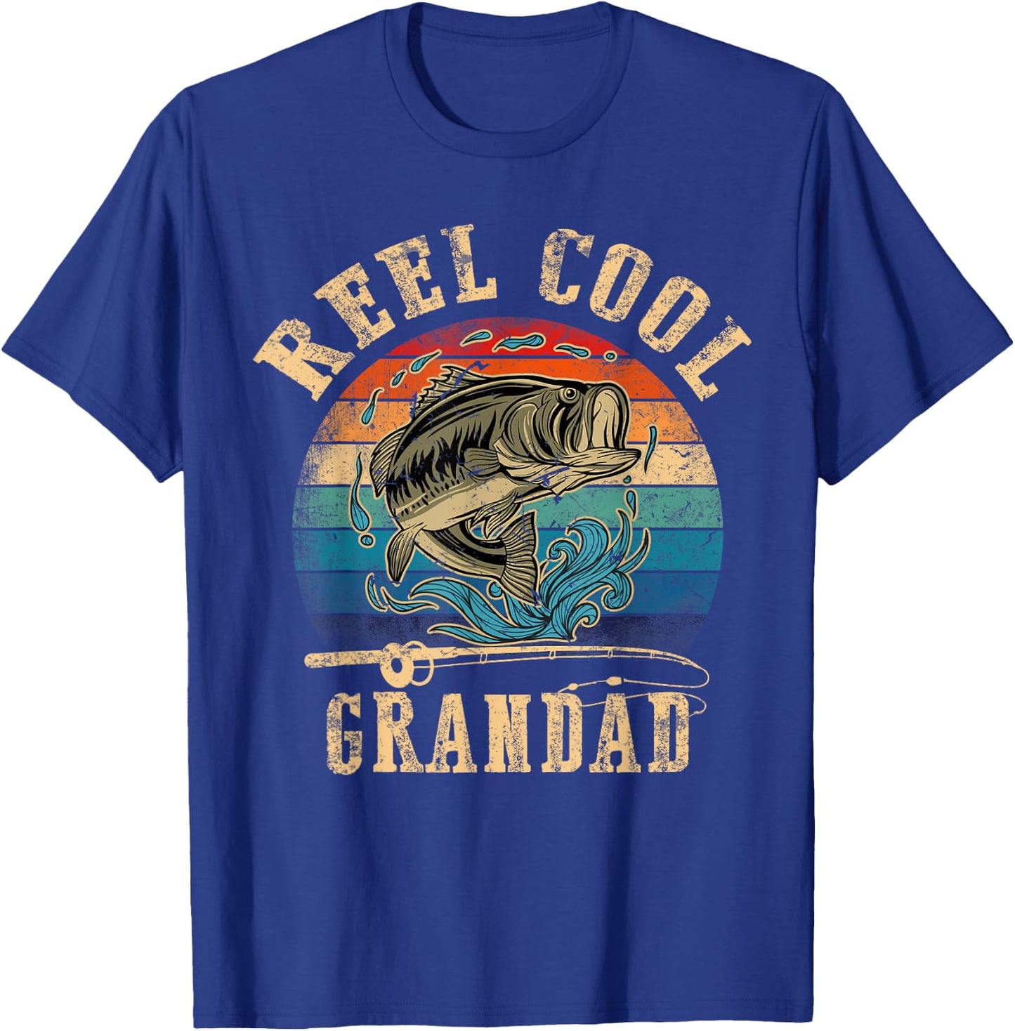 Vintage Reel Cool Grandad Fish Fishing Shirt Father's Day T-Shirt - T-Shirt | Royal